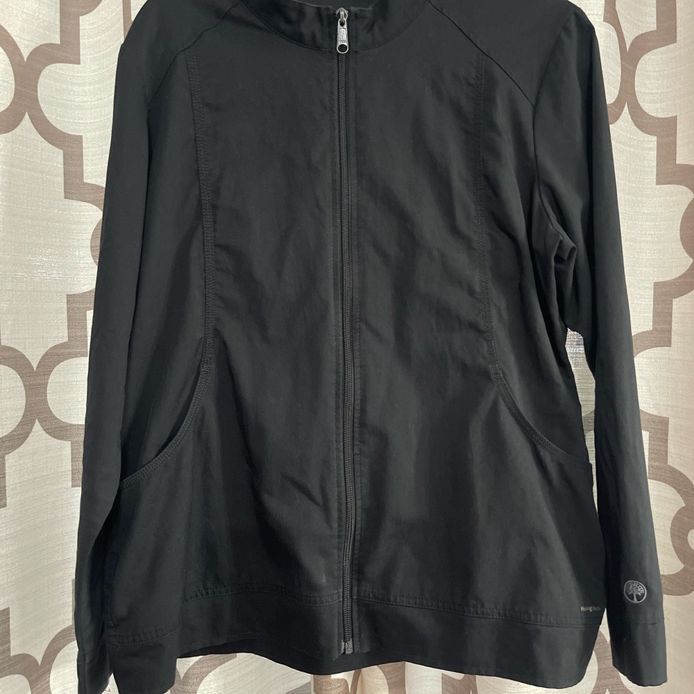 Black Zip-Up Scrub Jacket
